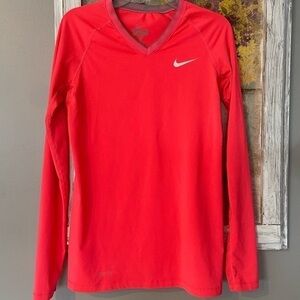 Womens Nike Running Pro Combat Dri fit V-Neck Pullover XS Pink